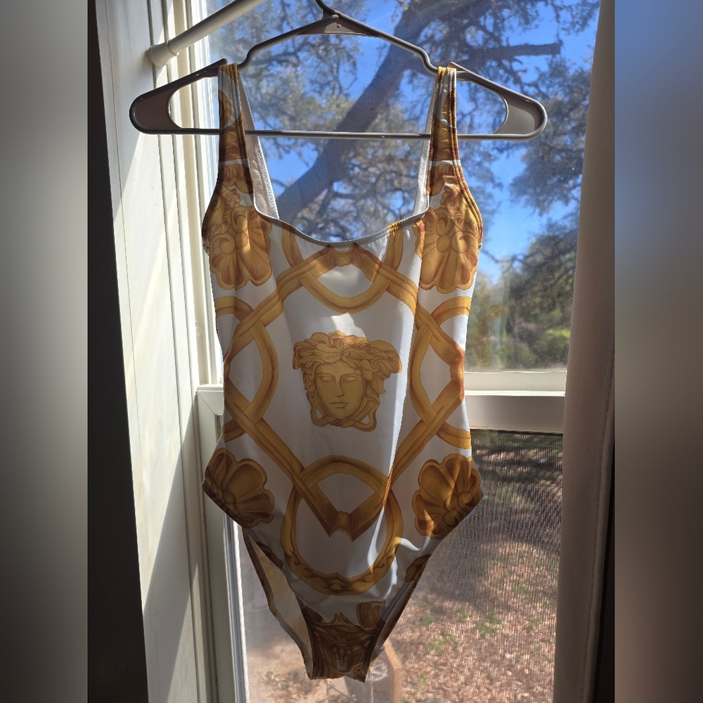 NWT Versace Medusa Low Back 1 Piece Nylon Blend Swimsuit!